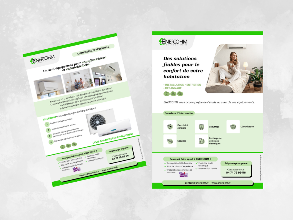 Flyers commerciaux réalisés pour Eneriohm