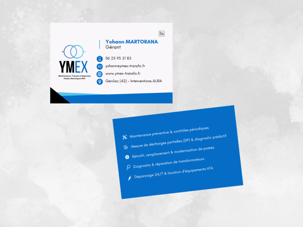 Carte de visite réalisée pour YMEX