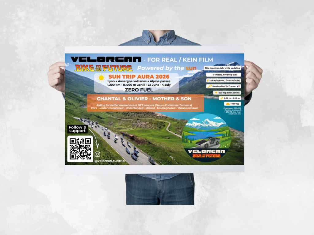 Affiche de communication réalisée pour le projet VéLorean Bike to the Future