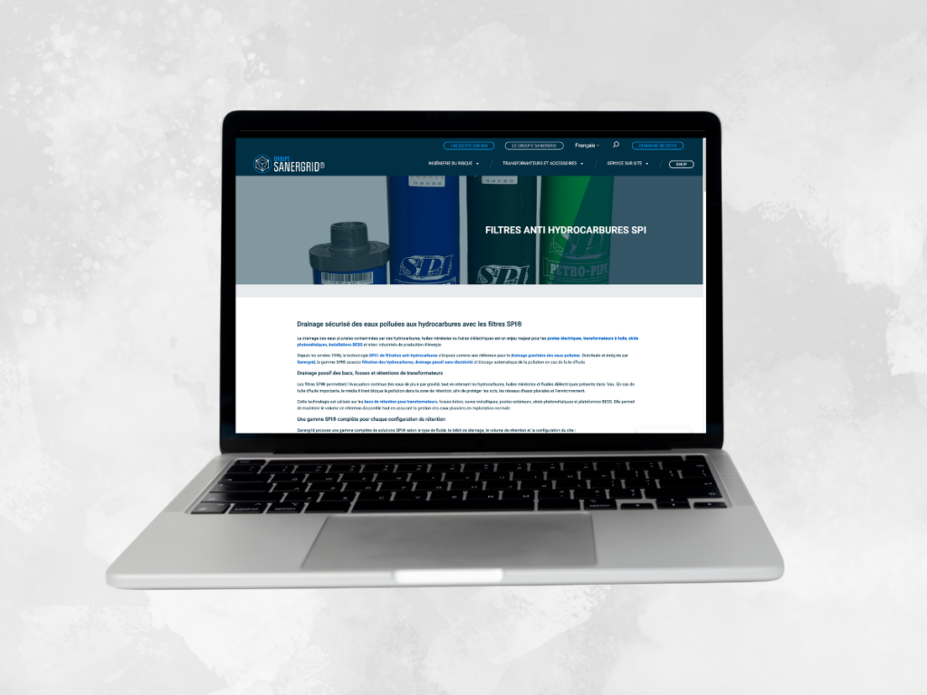Page web Sanergrid rédigée et structurée par Plume&Muse